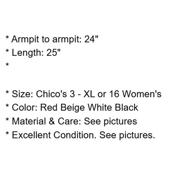 Chicos Top 3 Womens XL 16 Red Beige Faux Wrap Crinkle Bubble Hem Blouse - Picture 4 of 11